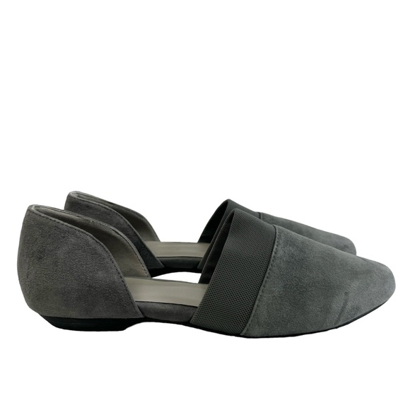 Eileen Fisher Flute D'osay Grey Suede Pointed Toe Flat Shoes Size 5.5 - Picture 3 of 16